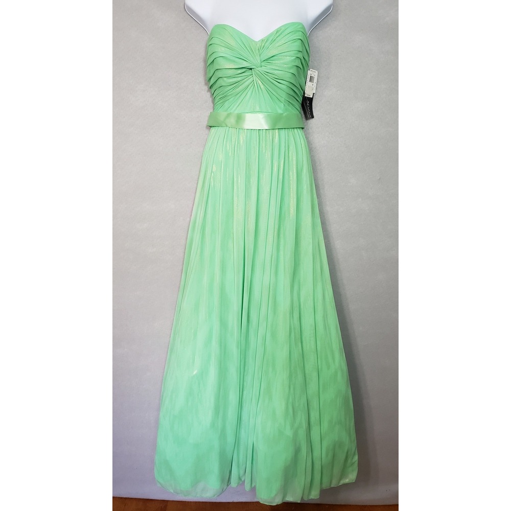 Betsy & Adam Womens 8‎ Gown Mint Green Shimmer Ruched Sweetheart Prom Dress